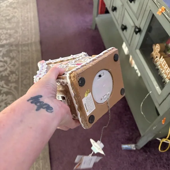 NWT-Gingerbread House Holiday Decoration - Brown and Pink - Picture 12 of 16